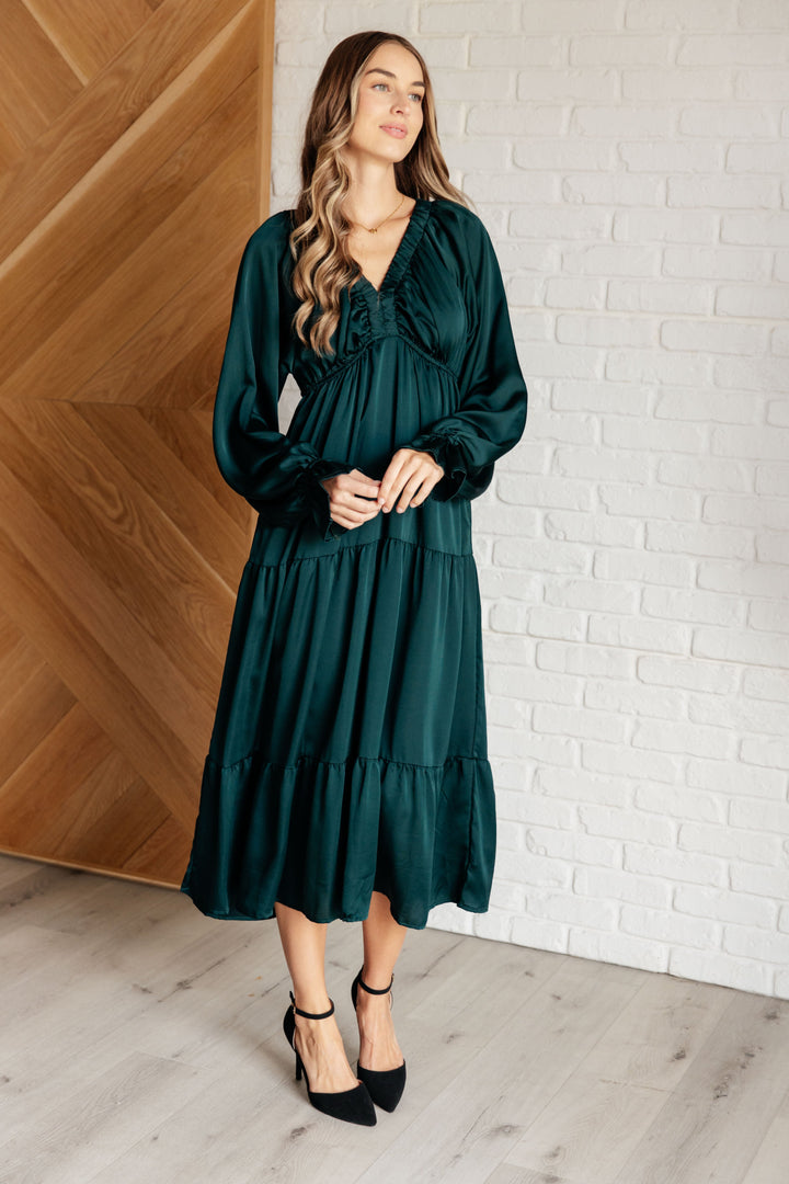 Makes Me Want to Skip Tiered Dress in Hunter Green-Dresses-Inspired by Justeen-Women's Clothing Boutique