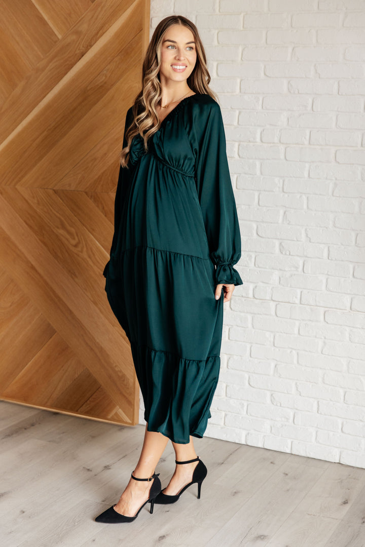 Makes Me Want to Skip Tiered Dress in Hunter Green-Dresses-Inspired by Justeen-Women's Clothing Boutique