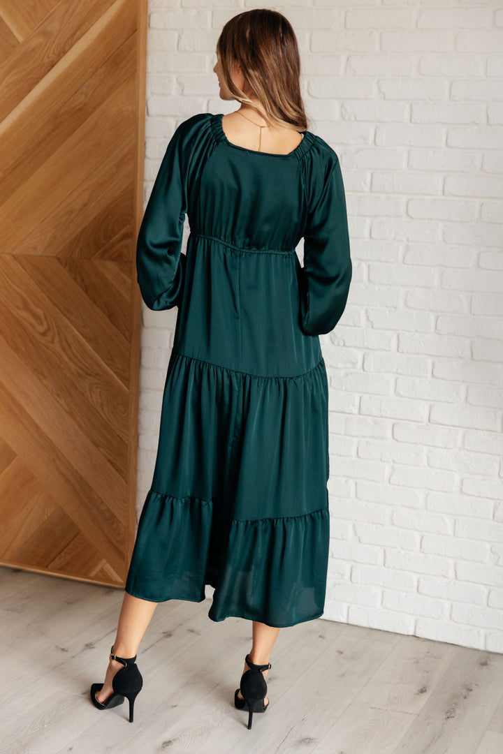 Makes Me Want to Skip Tiered Dress in Hunter Green-Dresses-Inspired by Justeen-Women's Clothing Boutique