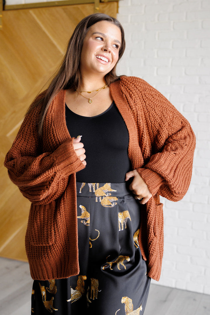 Maybe Monday Cardigan in Chestnut-Cardigans + Kimonos-Inspired by Justeen-Women's Clothing Boutique