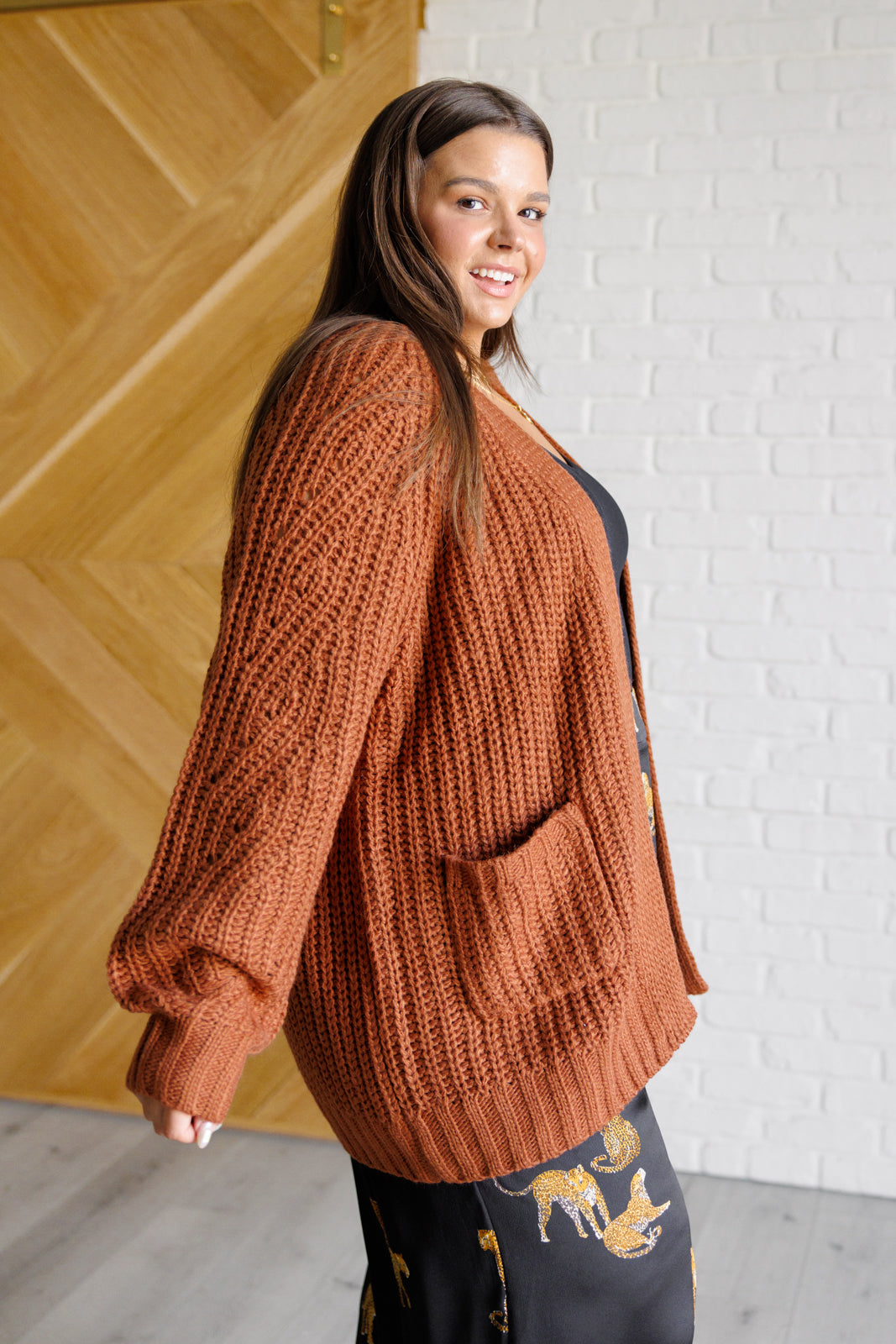 Maybe Monday Cardigan in Chestnut-Cardigans + Kimonos-Inspired by Justeen-Women's Clothing Boutique