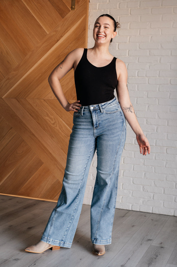 Melia High Rise Side Seam Detail Wide Leg Jeans-Denim-Inspired by Justeen-Women's Clothing Boutique