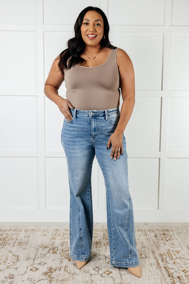 Melia High Rise Side Seam Detail Wide Leg Jeans-Denim-Inspired by Justeen-Women's Clothing Boutique