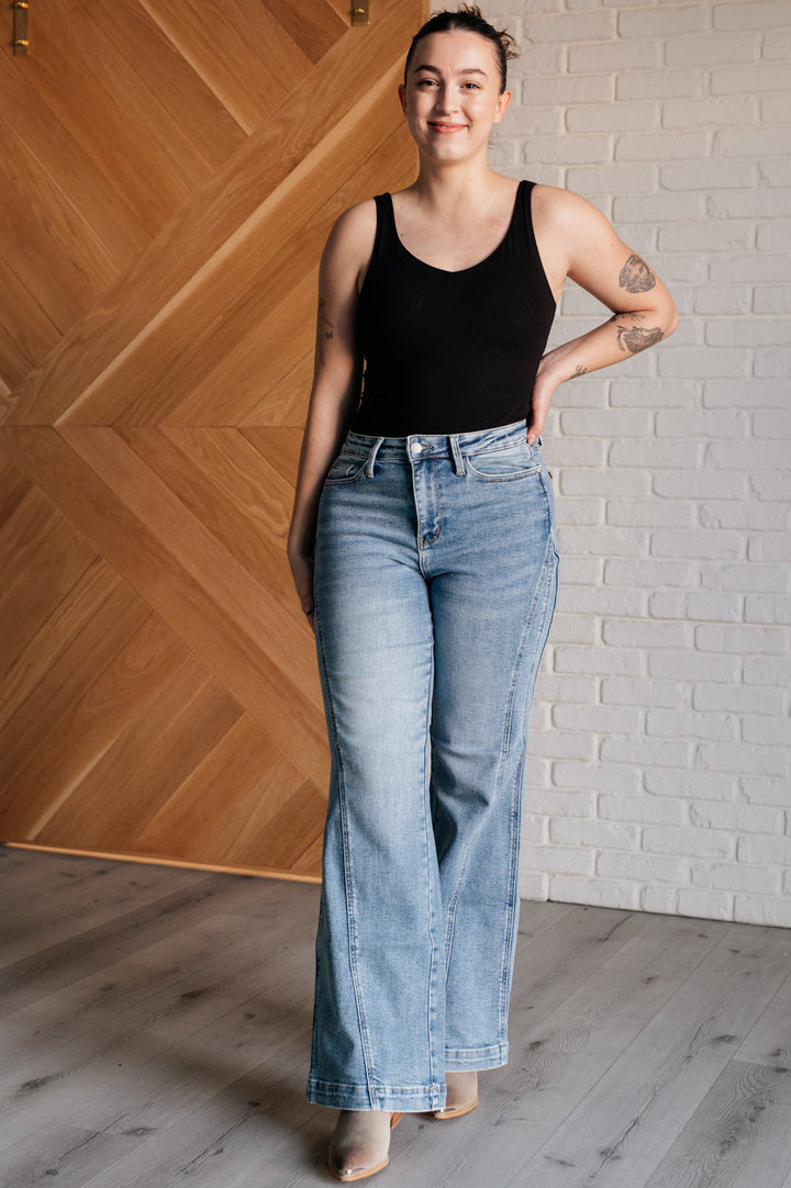 Melia High Rise Side Seam Detail Wide Leg Jeans-Denim-Inspired by Justeen-Women's Clothing Boutique