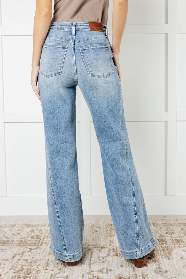 Melia High Rise Side Seam Detail Wide Leg Jeans-Denim-Inspired by Justeen-Women's Clothing Boutique