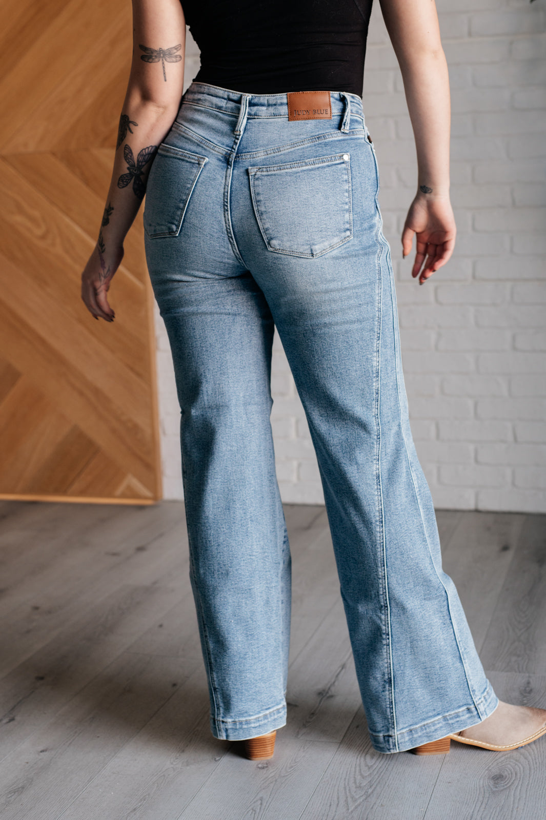 Melia High Rise Side Seam Detail Wide Leg Jeans-Denim-Inspired by Justeen-Women's Clothing Boutique