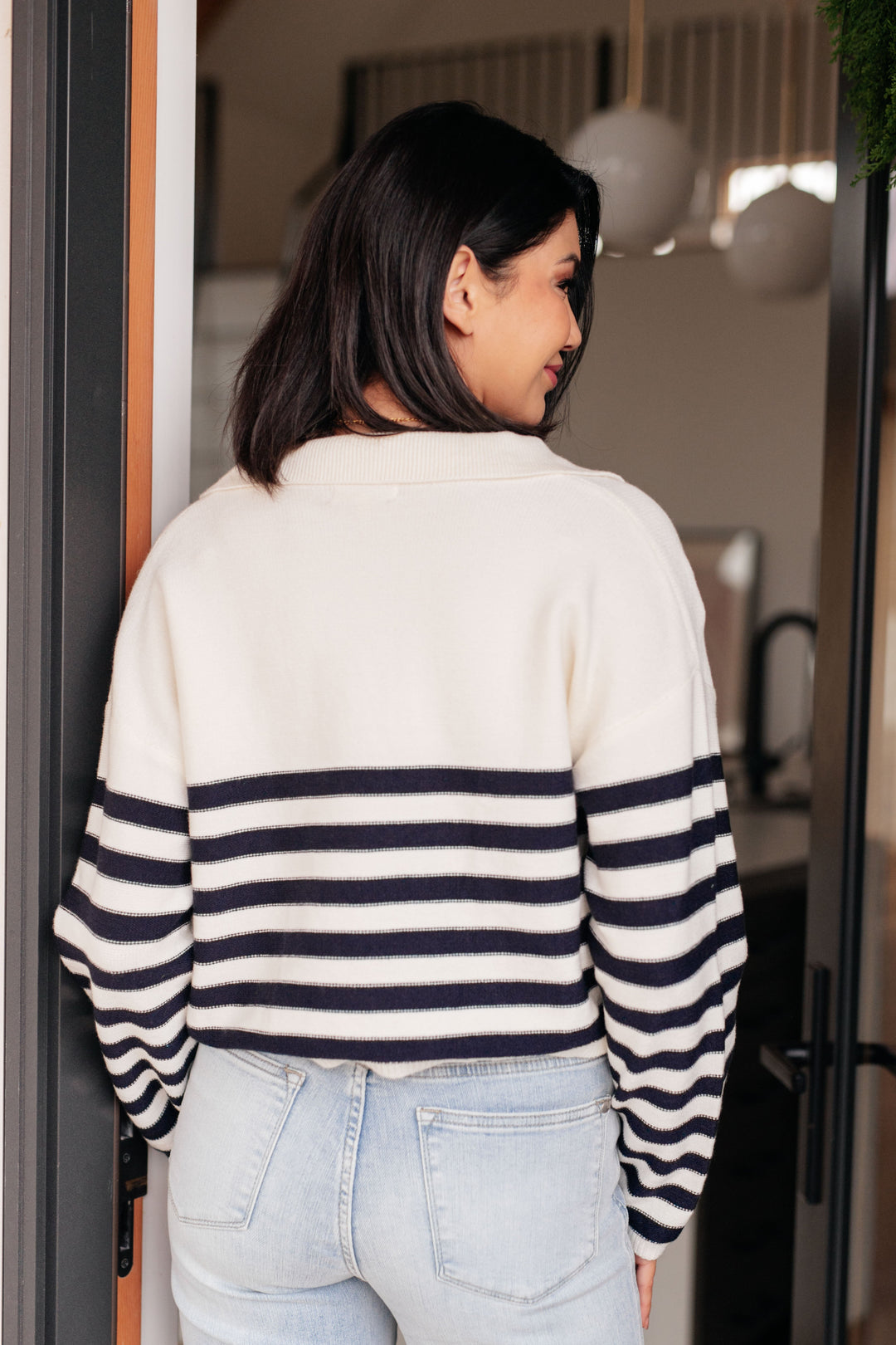 Memorable Moments Striped Sweater in White-Sweaters/Sweatshirts-Inspired by Justeen-Women's Clothing Boutique