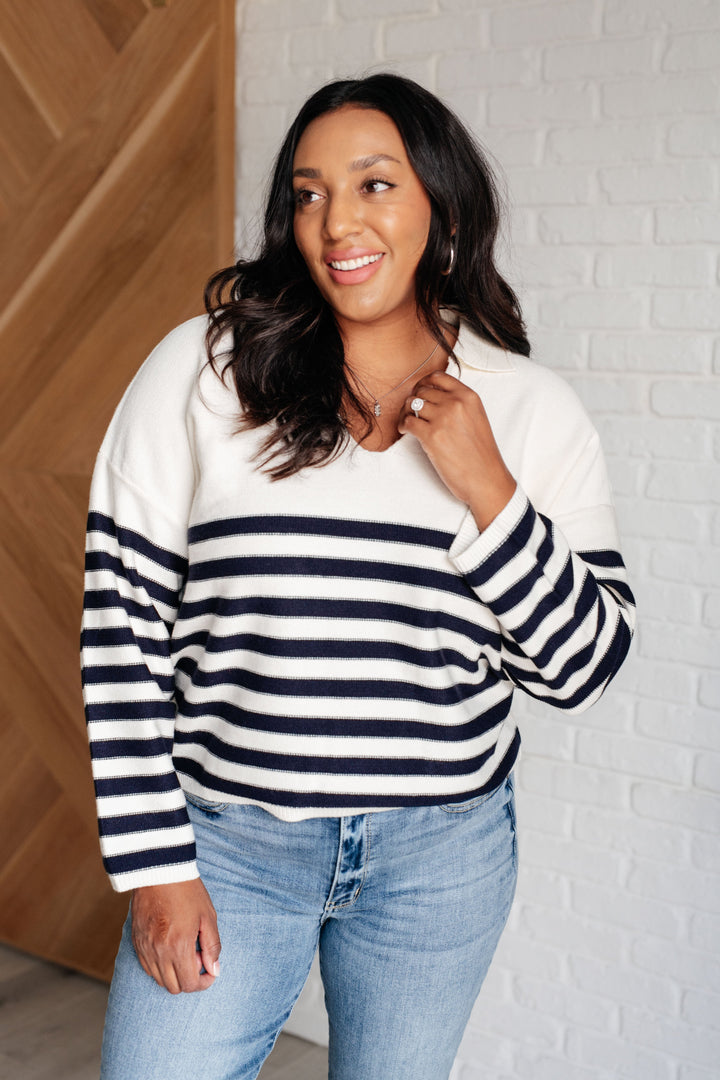 Memorable Moments Striped Sweater in White-Sweaters/Sweatshirts-Inspired by Justeen-Women's Clothing Boutique