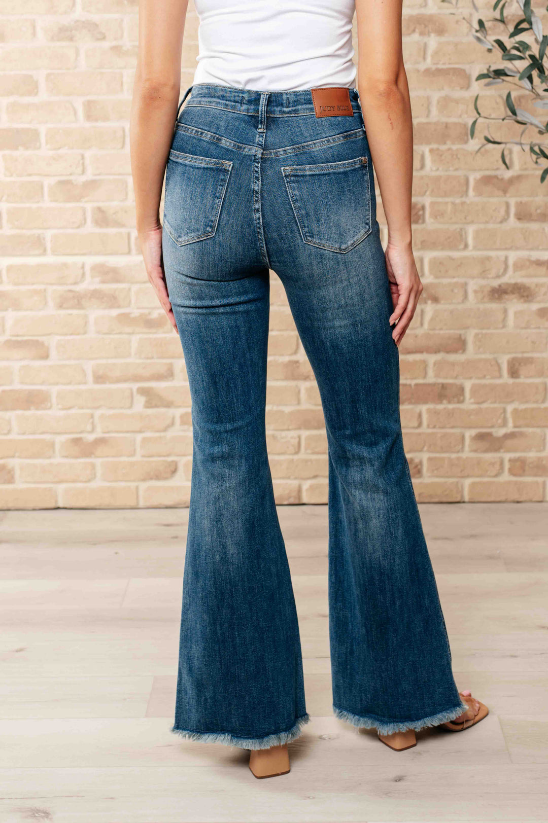 Miley High Waist Control Top Frayed Hem Flare Jeans-Denim-Inspired by Justeen-Women's Clothing Boutique