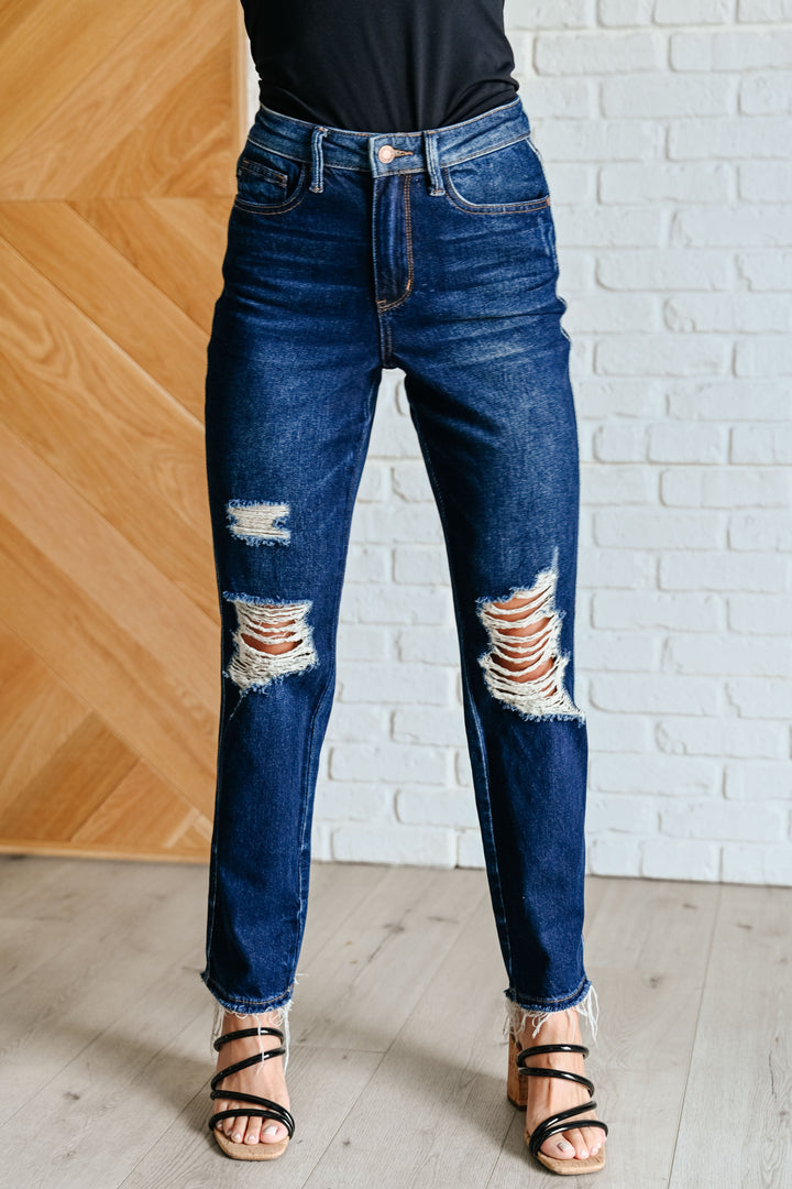 Montana High Rise Rigid Magic Distressed Straight Jeans-Denim-Inspired by Justeen-Women's Clothing Boutique