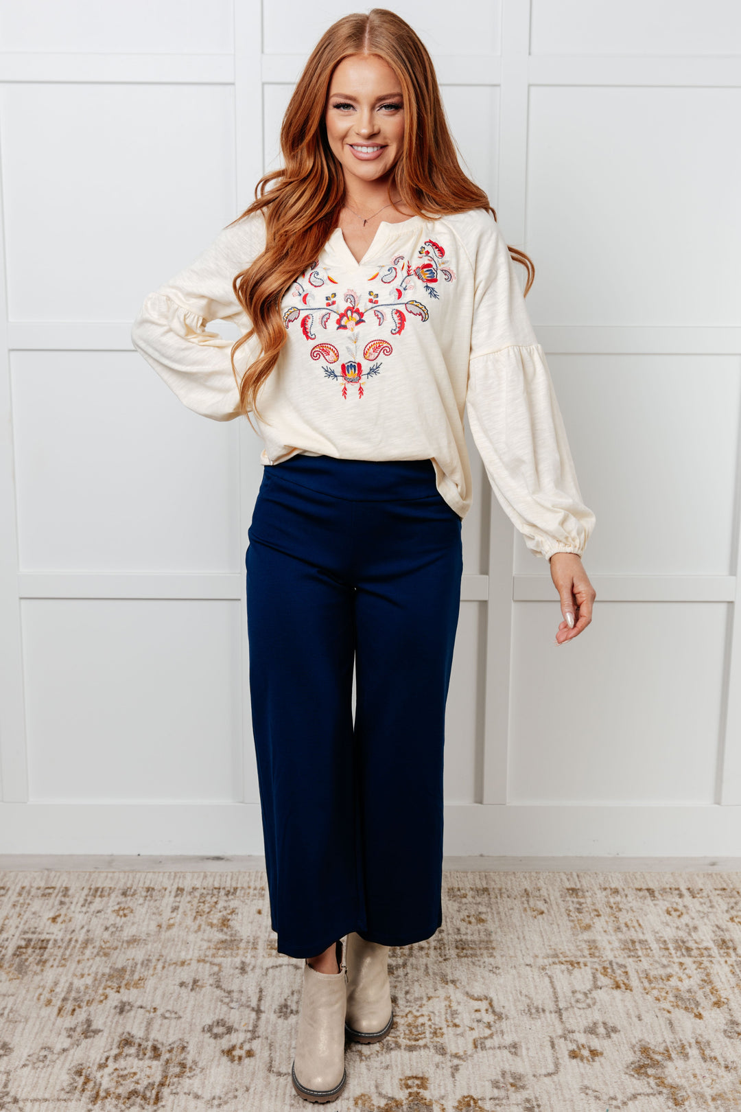 More Than You Would Think Embroidered Blouse-110 Long Sleeve Tops-Inspired by Justeen-Women's Clothing Boutique