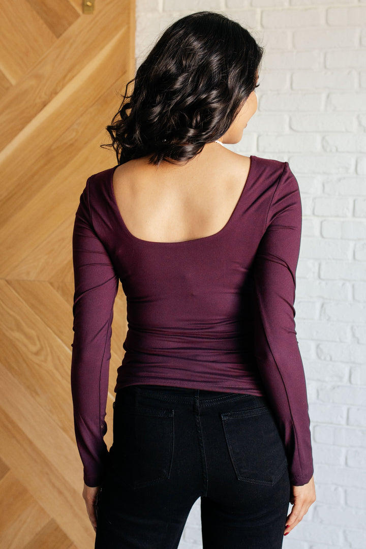 Never Imitated Long Sleeve Top in Cassis-110 Long Sleeve Tops-Inspired by Justeen-Women's Clothing Boutique