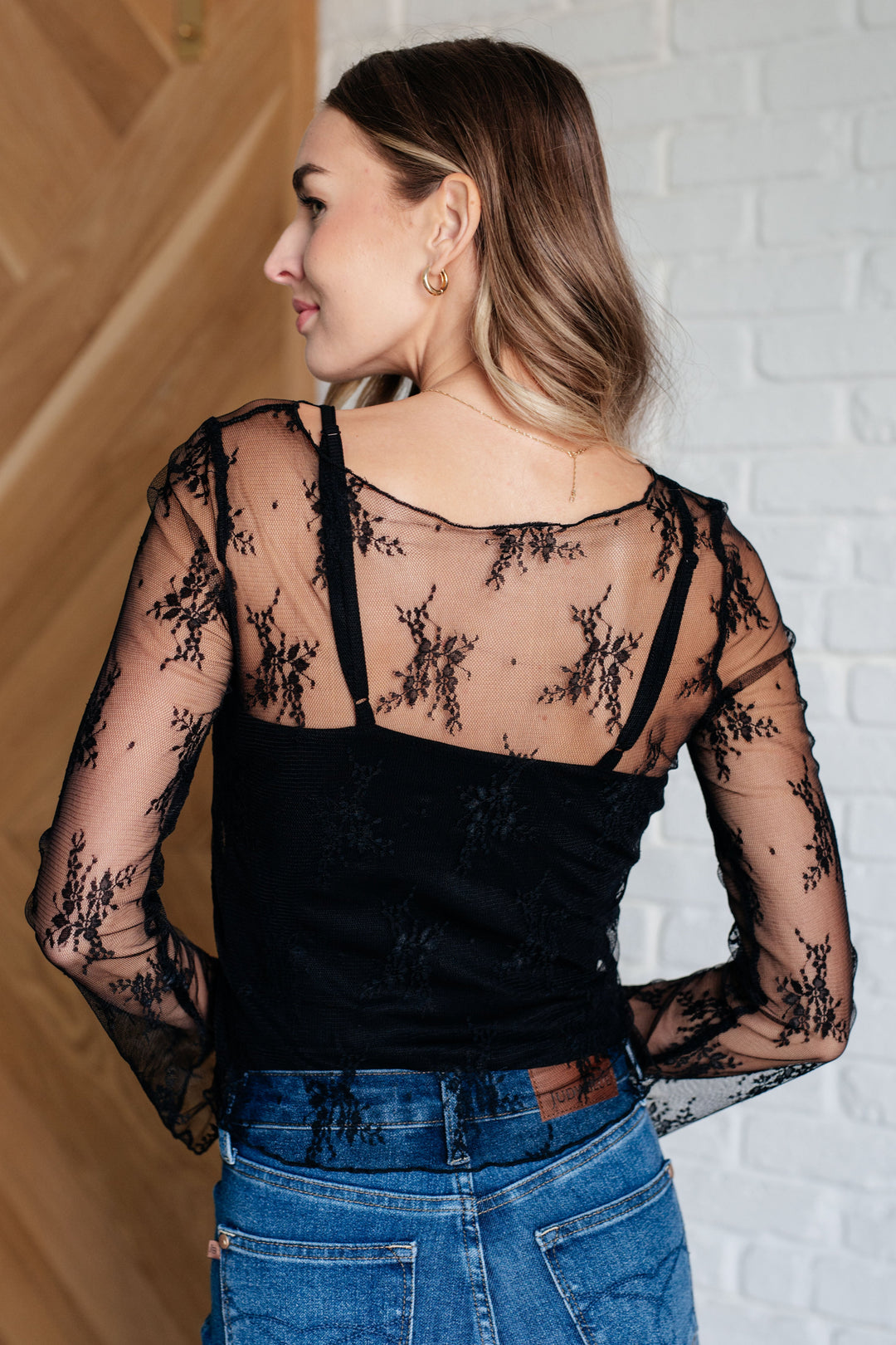 Never Sorry Lace Layering Top in Black-110 Long Sleeve Tops-Inspired by Justeen-Women's Clothing Boutique