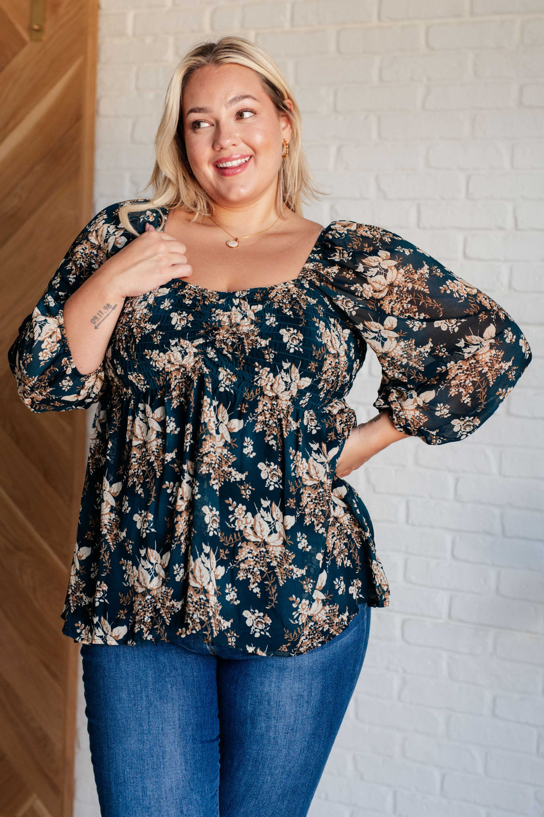 New Beginnings Square Neck Blouse-Short Sleeve Tops-Inspired by Justeen-Women's Clothing Boutique