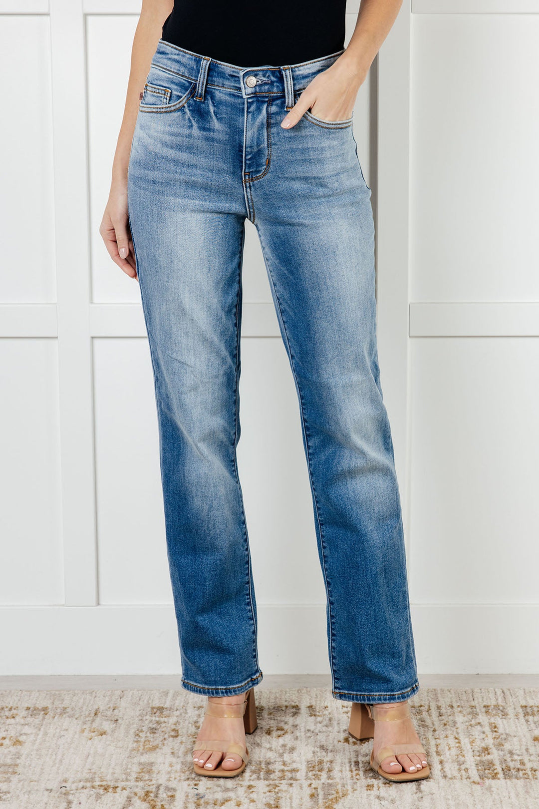 Nivea Vintage Wash Thermal Straight Jeans-Denim-Inspired by Justeen-Women's Clothing Boutique