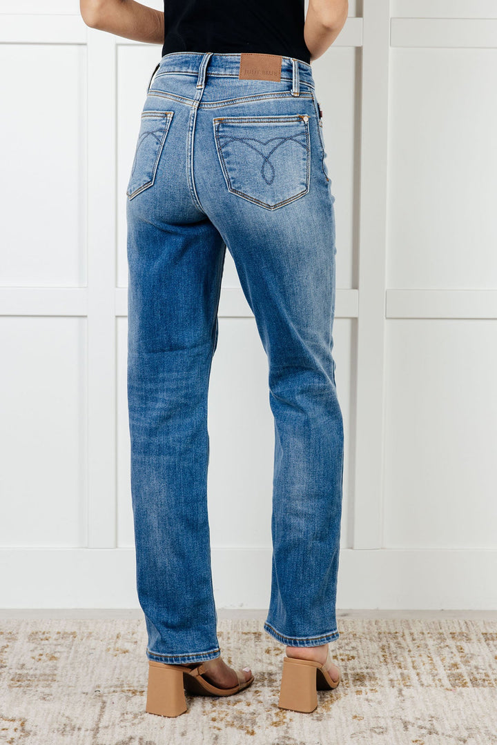 Nivea Vintage Wash Thermal Straight Jeans-Denim-Inspired by Justeen-Women's Clothing Boutique