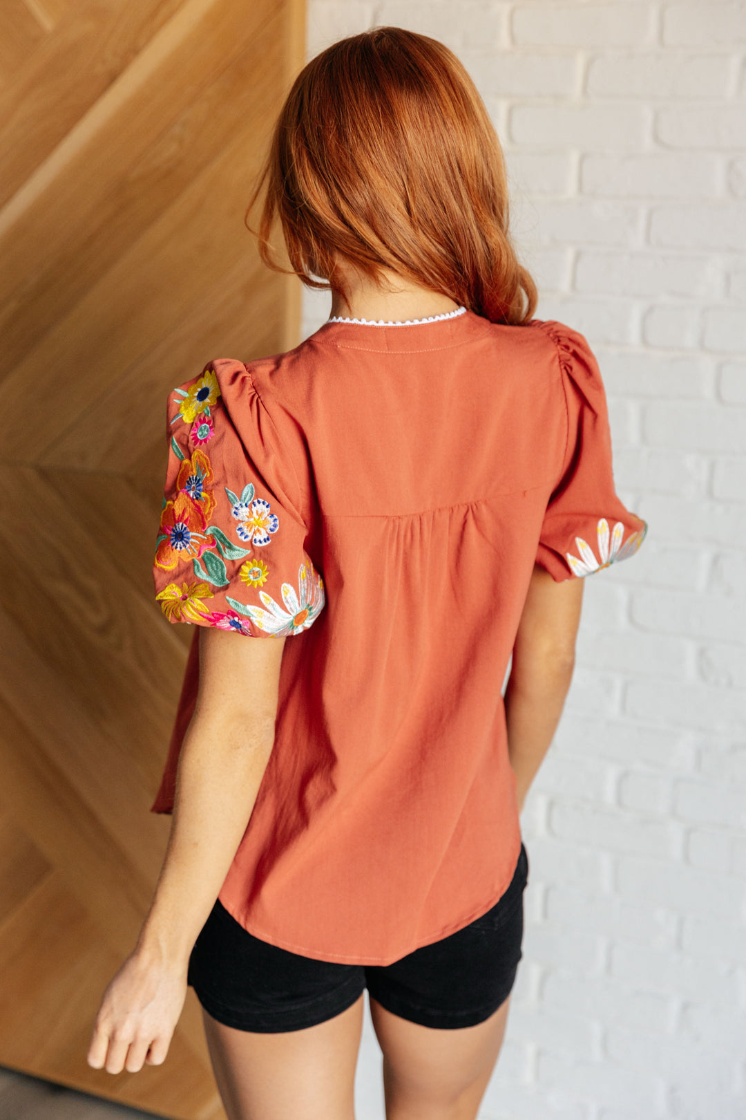 No Concerns Embroidered Sleeve Blouse-100 Short Sleeve Tops-Inspired by Justeen-Women's Clothing Boutique