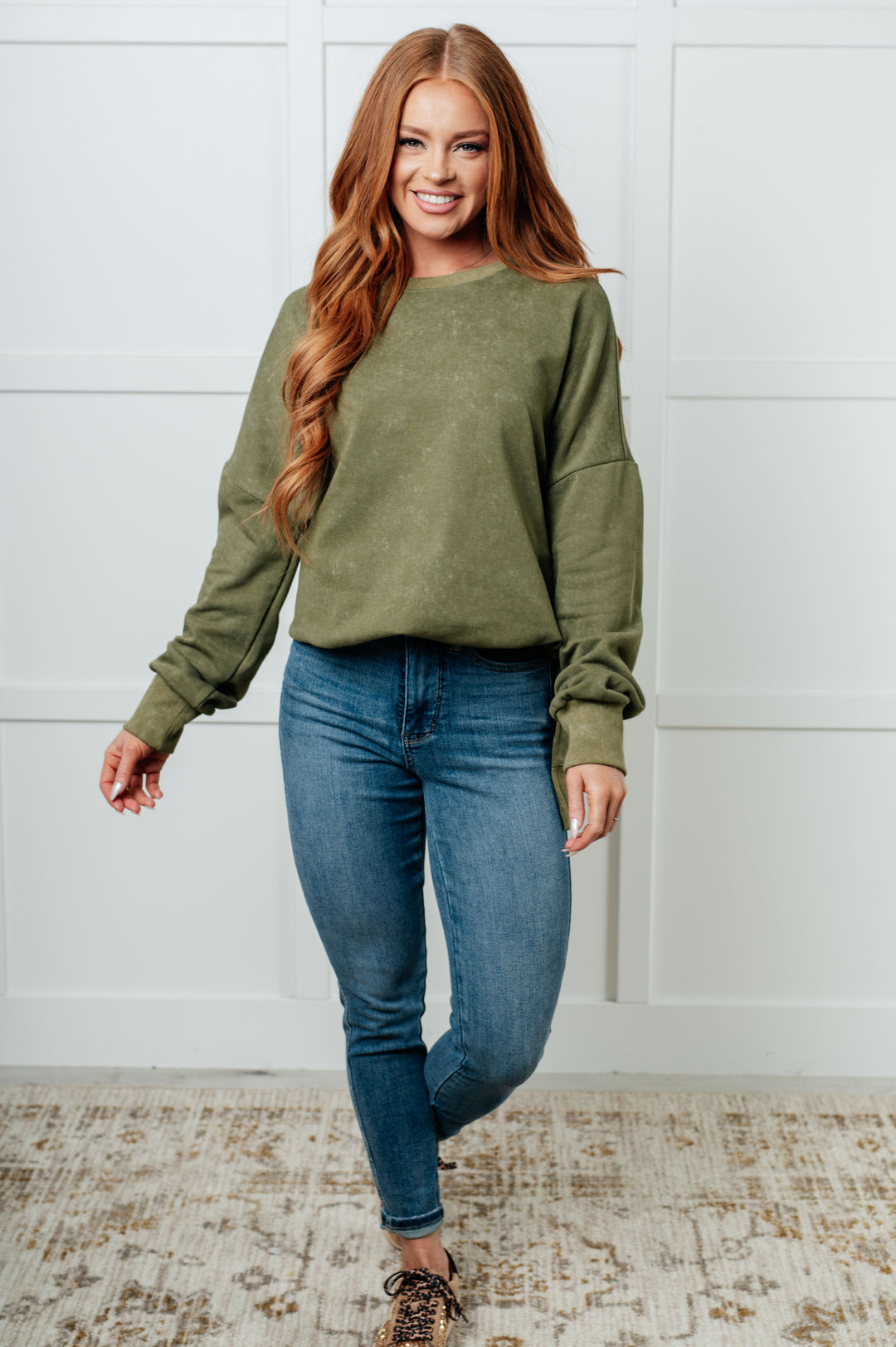 No Plain Jane Oversized Sweatshirt in Green-Sweaters/Sweatshirts-Inspired by Justeen-Women's Clothing Boutique