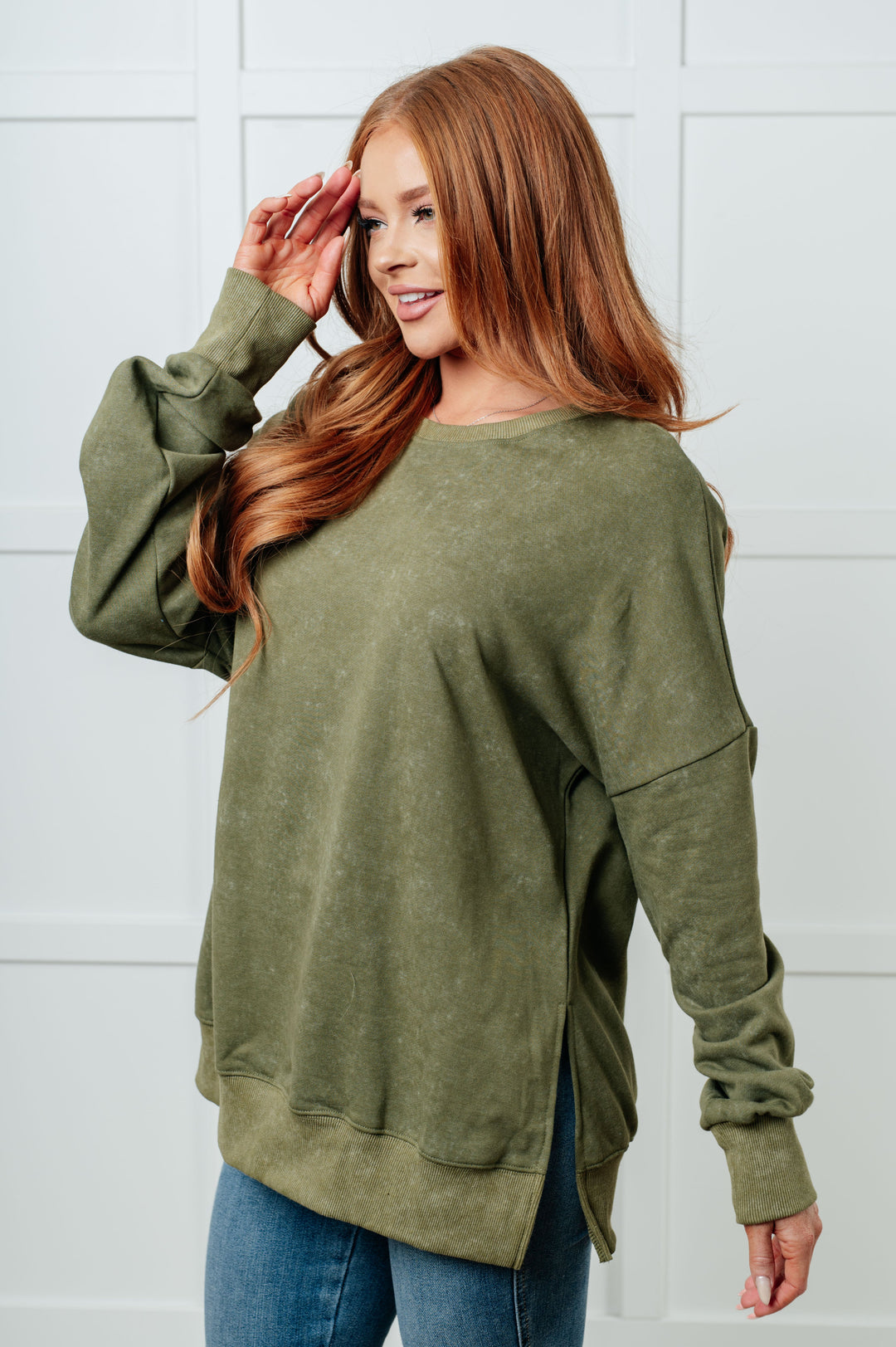 No Plain Jane Oversized Sweatshirt in Green-Sweaters/Sweatshirts-Inspired by Justeen-Women's Clothing Boutique