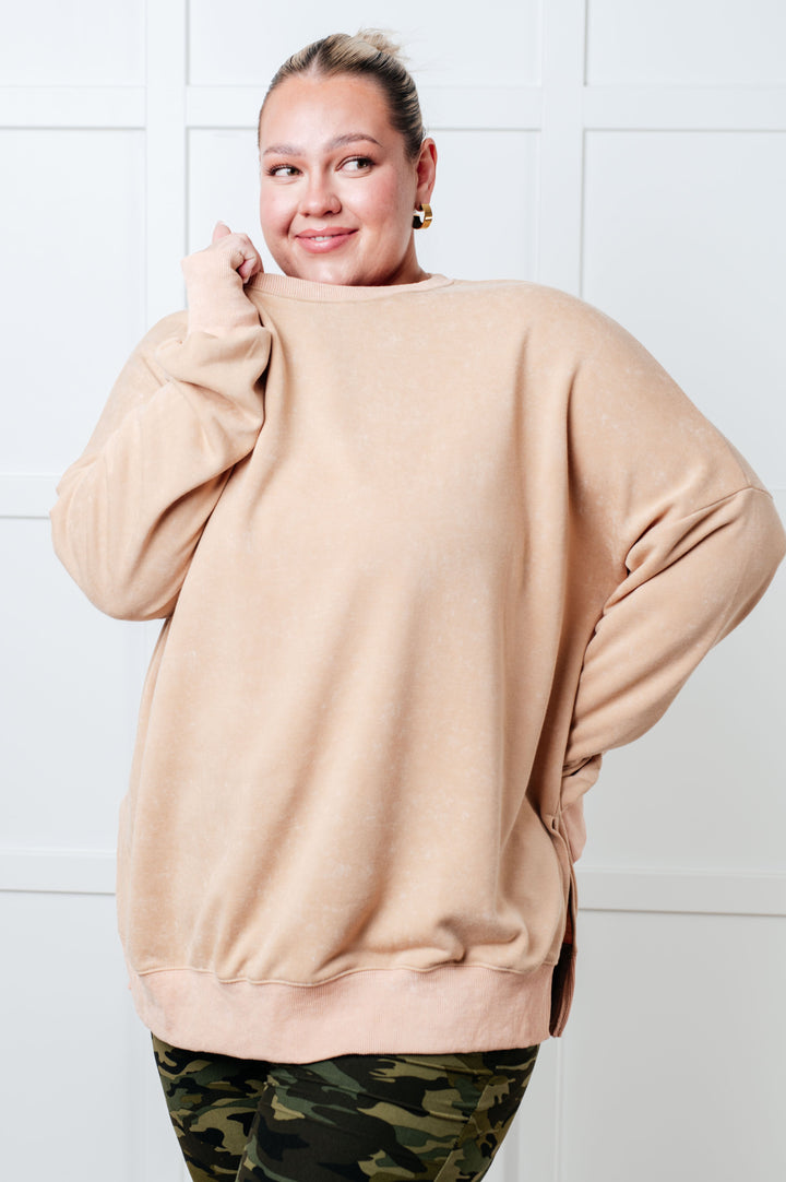 No Plain Jane Oversized Sweatshirt in Khaki-Sweaters/Sweatshirts-Inspired by Justeen-Women's Clothing Boutique