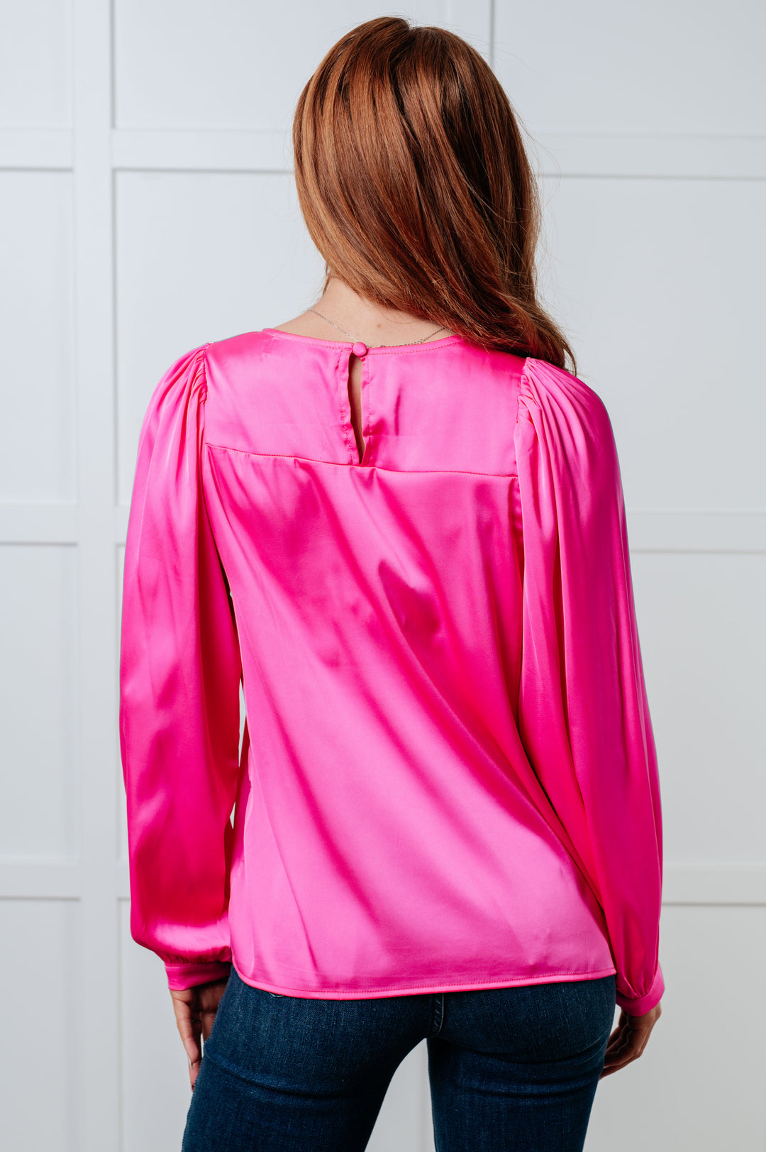 Not Exaggerating Satin Puff Sleeve Blouse-110 Long Sleeve Tops-Inspired by Justeen-Women's Clothing Boutique