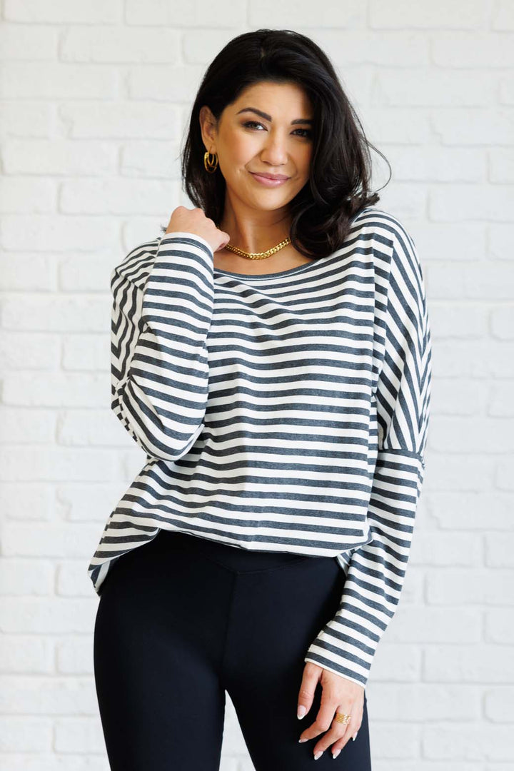 Obviously Mine Striped Oversized Top-110 Long Sleeve Tops-Inspired by Justeen-Women's Clothing Boutique