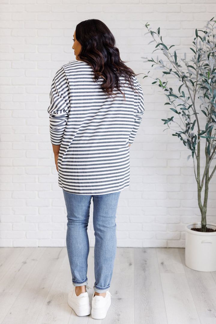 Obviously Mine Striped Oversized Top-110 Long Sleeve Tops-Inspired by Justeen-Women's Clothing Boutique