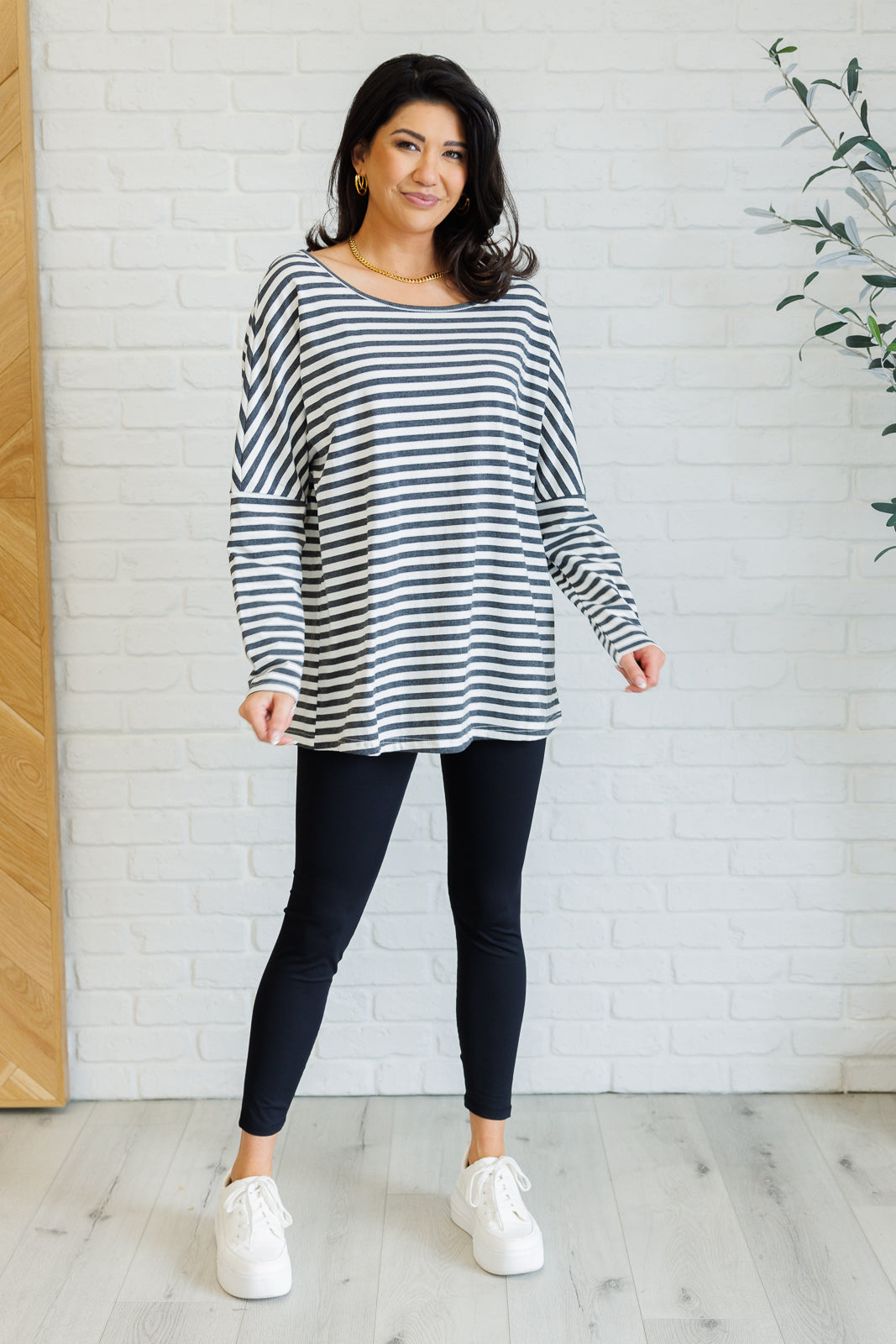 Obviously Mine Striped Oversized Top-110 Long Sleeve Tops-Inspired by Justeen-Women's Clothing Boutique