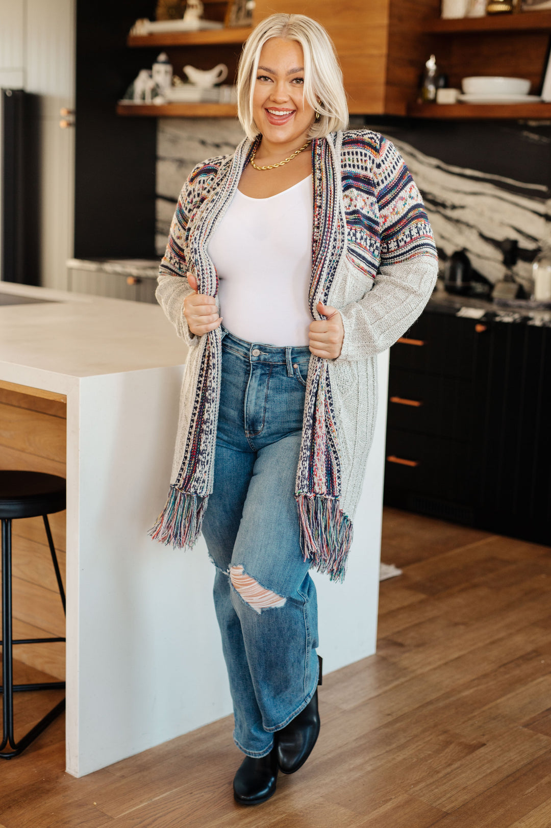 Oh So Lucky Fringe Cardigan-Cardigans + Kimonos-Inspired by Justeen-Women's Clothing Boutique