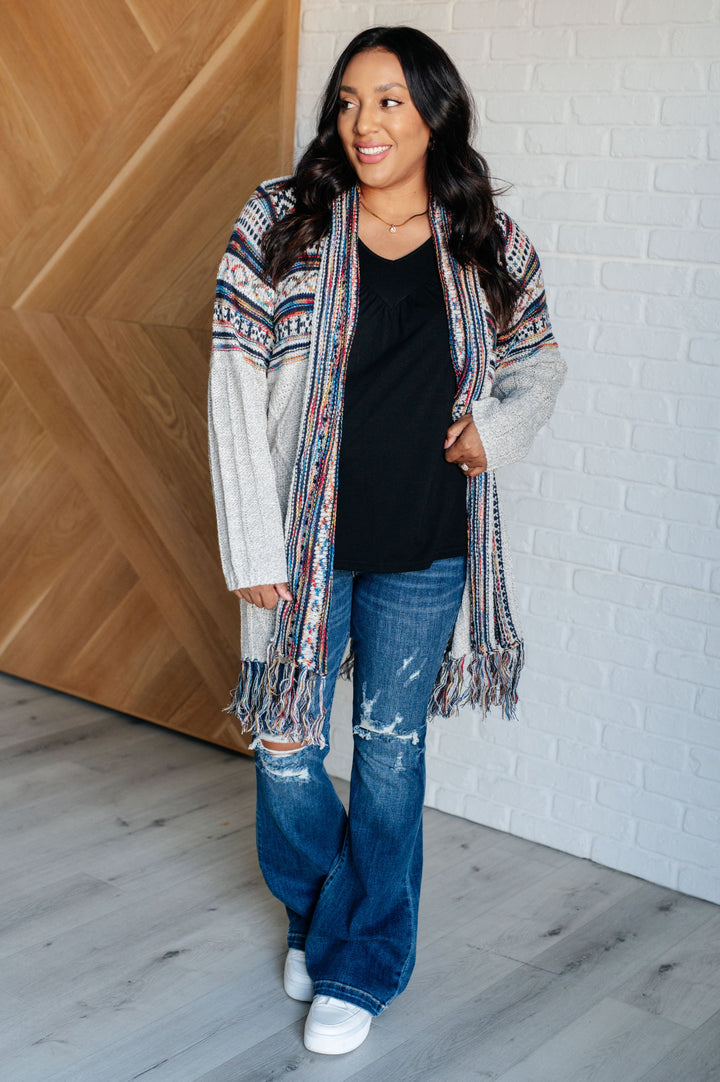 Oh So Lucky Fringe Cardigan-Cardigans + Kimonos-Inspired by Justeen-Women's Clothing Boutique