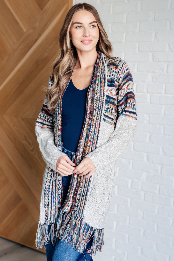 Oh So Lucky Fringe Cardigan-Cardigans + Kimonos-Inspired by Justeen-Women's Clothing Boutique