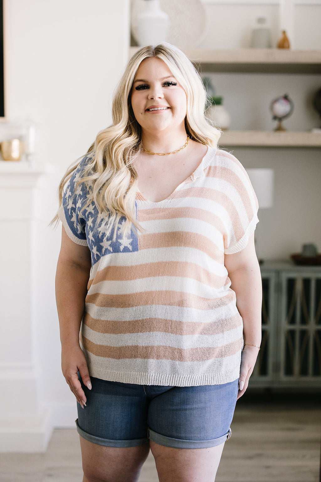 Old Glory Sleeveless Sweater-Sweaters/Sweatshirts-Inspired by Justeen-Women's Clothing Boutique