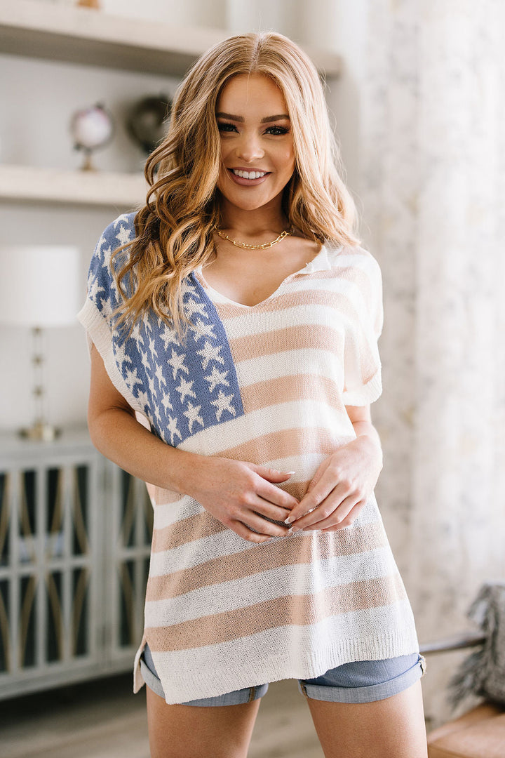 Old Glory Sleeveless Sweater-Sweaters/Sweatshirts-Inspired by Justeen-Women's Clothing Boutique