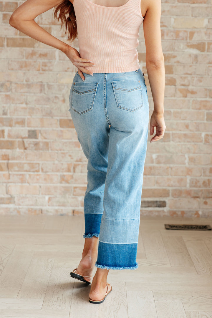 Olivia High Rise Wide Leg Crop Jeans in Medium Wash-Denim-Inspired by Justeen-Women's Clothing Boutique in Chicago, Illinois