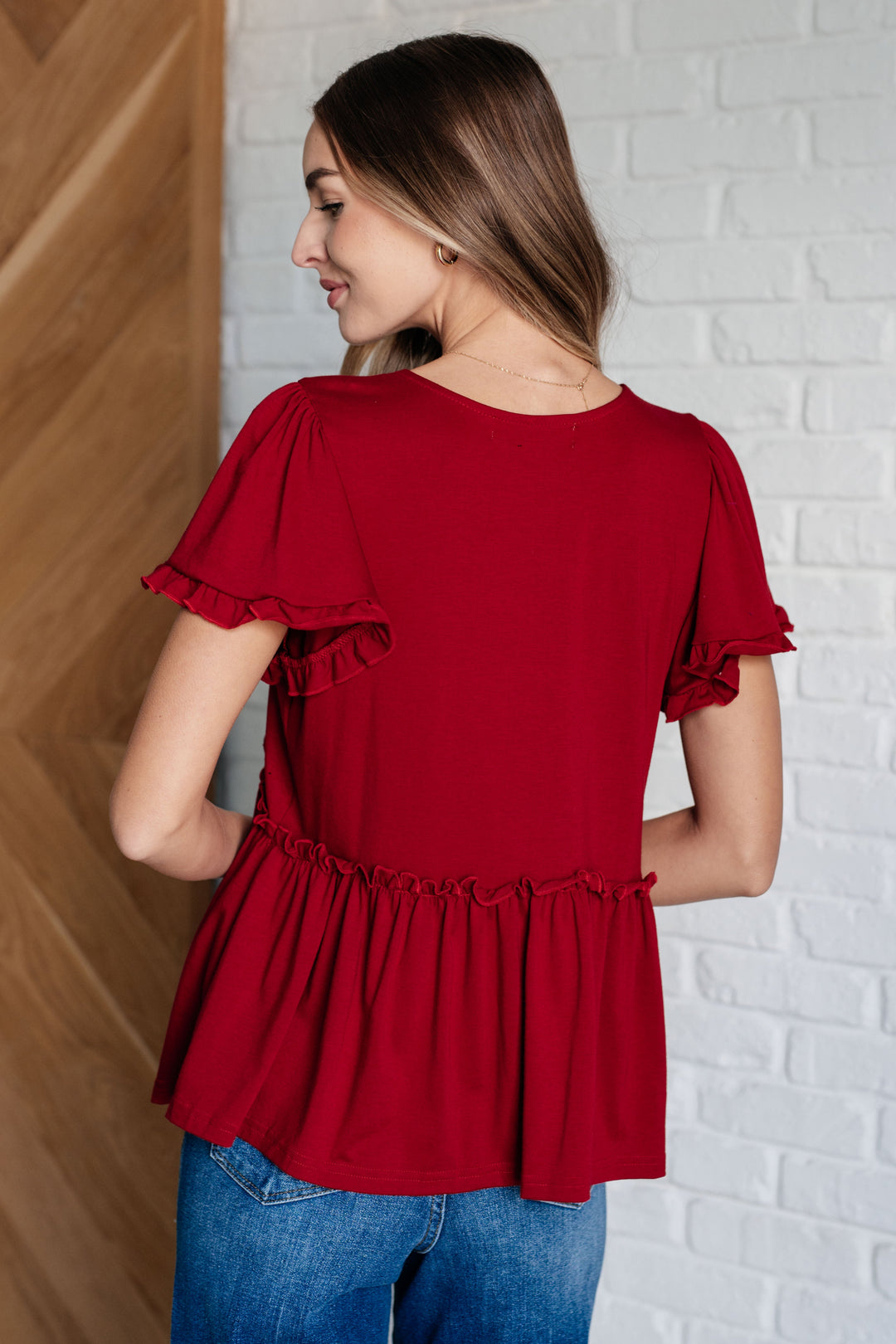 One Day Soon V-Neck Ruffle Detail Top-Tops-Inspired by Justeen-Women's Clothing Boutique