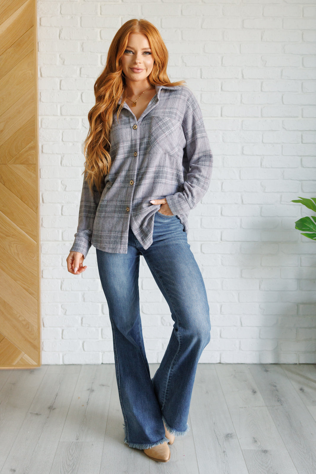 Out of the Way Plaid Button Up-110 Long Sleeve Tops-Inspired by Justeen-Women's Clothing Boutique