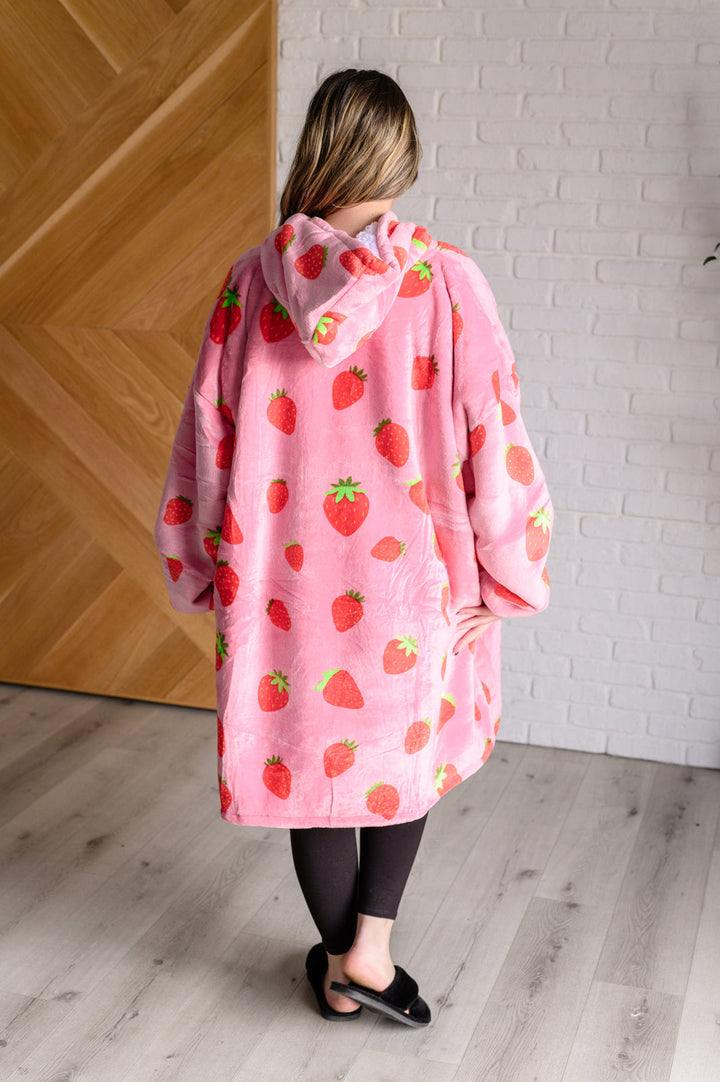 Oversized Blanket Hoodie in Strawberry-Sweaters/Sweatshirts-Inspired by Justeen-Women's Clothing Boutique