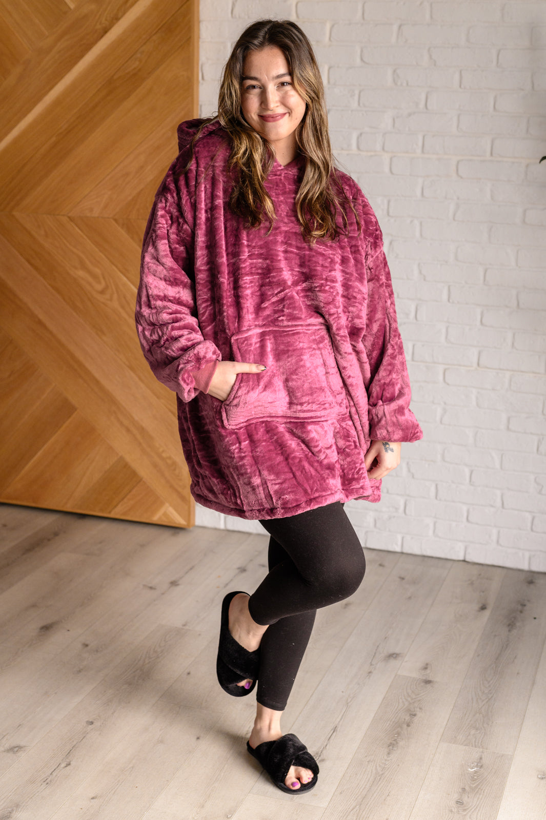 Oversized Velour Blanket Hoodie in Purple-Sweaters/Sweatshirts-Inspired by Justeen-Women's Clothing Boutique