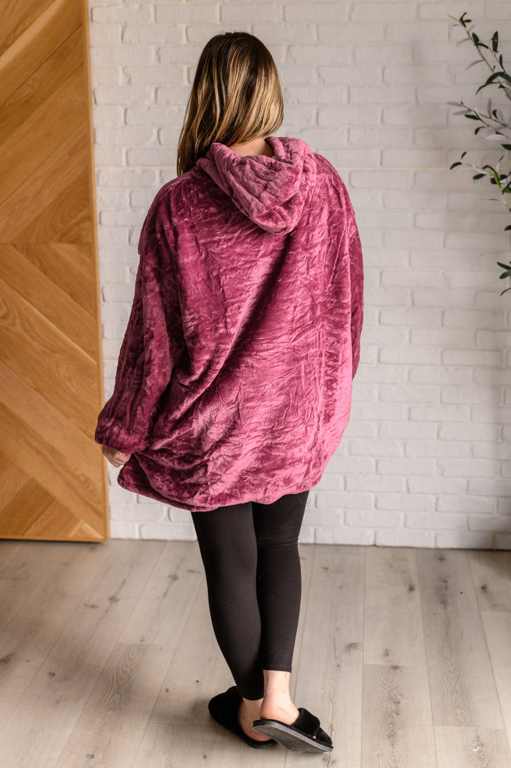 Oversized Velour Blanket Hoodie in Purple-Sweaters/Sweatshirts-Inspired by Justeen-Women's Clothing Boutique