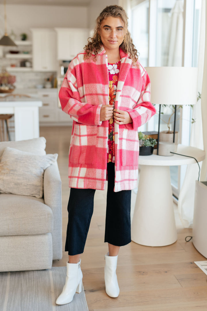 Passion in Plaid Coat in Pink-Outerwear-Inspired by Justeen-Women's Clothing Boutique