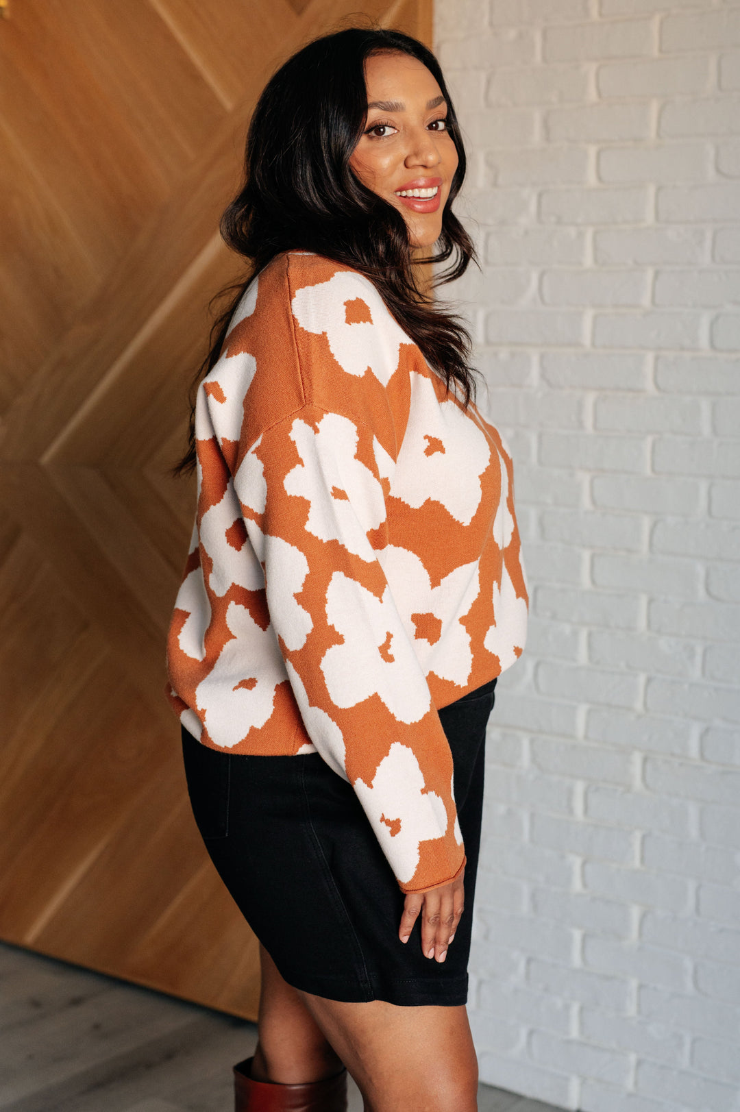 Patches of Flowers Floral Sweater-Sweaters/Sweatshirts-Inspired by Justeen-Women's Clothing Boutique