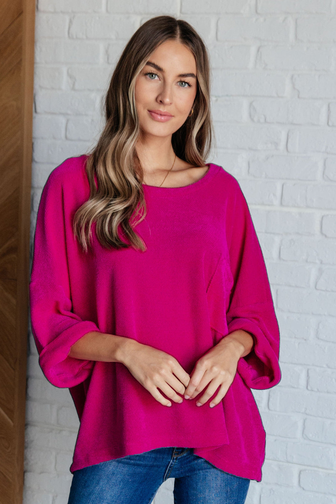 Pink Thoughts Chenille Blouse-Short Sleeve Tops-Inspired by Justeen-Women's Clothing Boutique