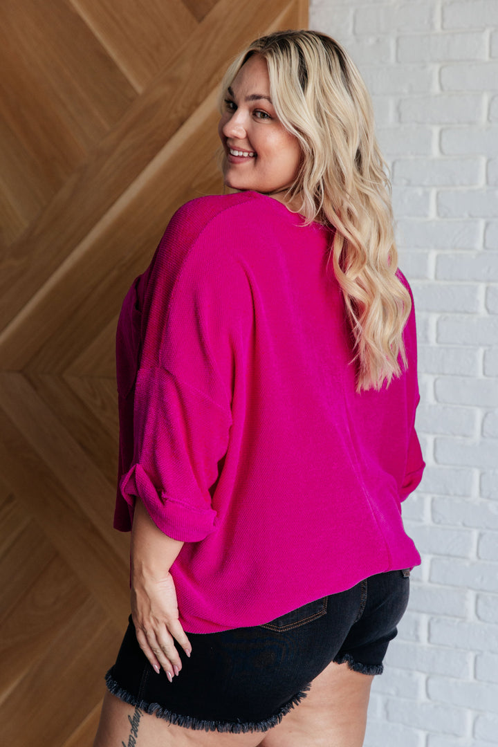 Pink Thoughts Chenille Blouse-Short Sleeve Tops-Inspired by Justeen-Women's Clothing Boutique