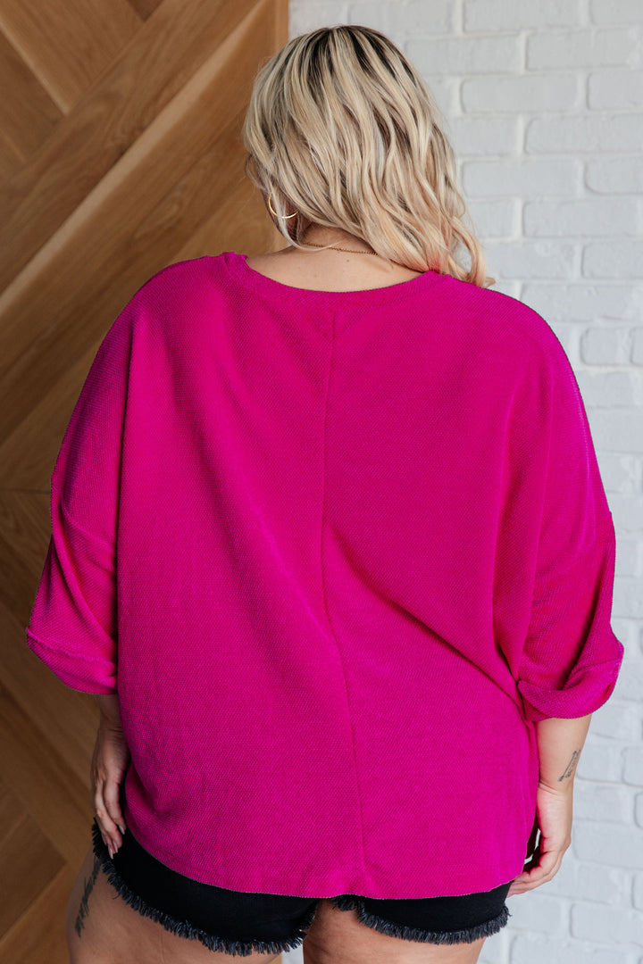 Pink Thoughts Chenille Blouse-Short Sleeve Tops-Inspired by Justeen-Women's Clothing Boutique