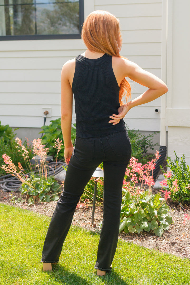 Previous Engagement Halter Neck Sweater Tank in Black-Tank Tops-Inspired by Justeen-Women's Clothing Boutique