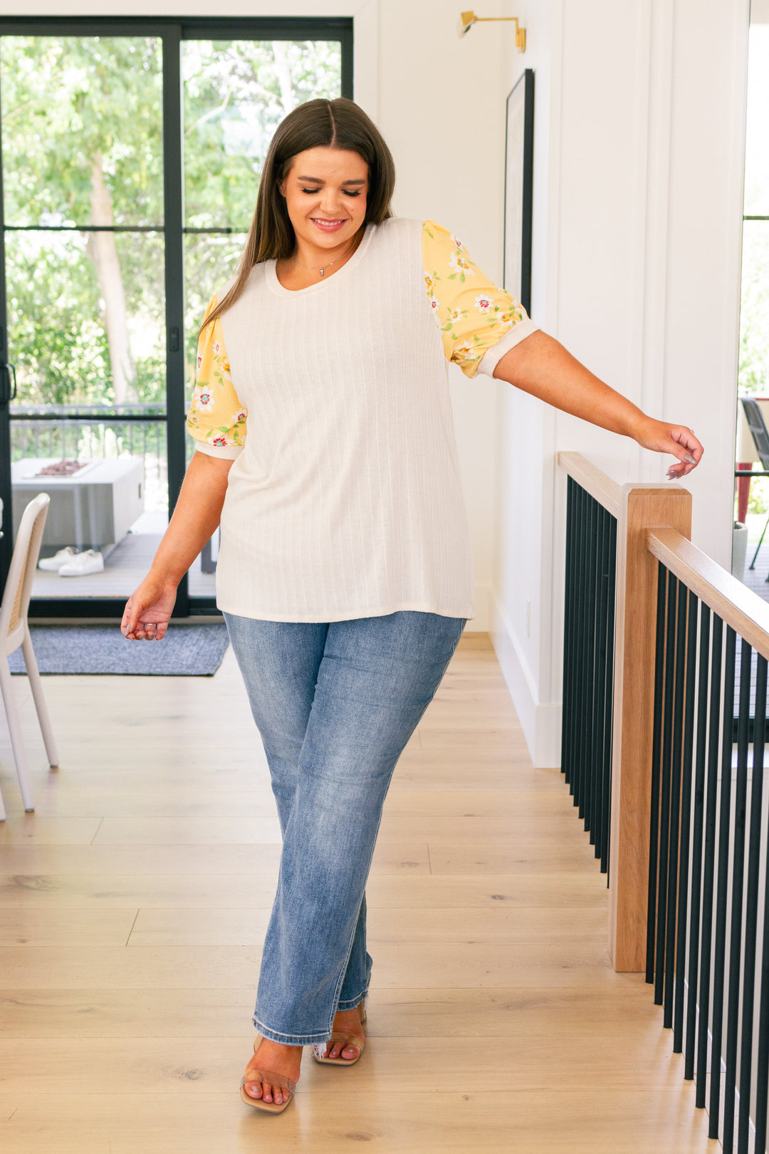 Primrose on Puff Sleeves Top-Short Sleeve Tops-Inspired by Justeen-Women's Clothing Boutique