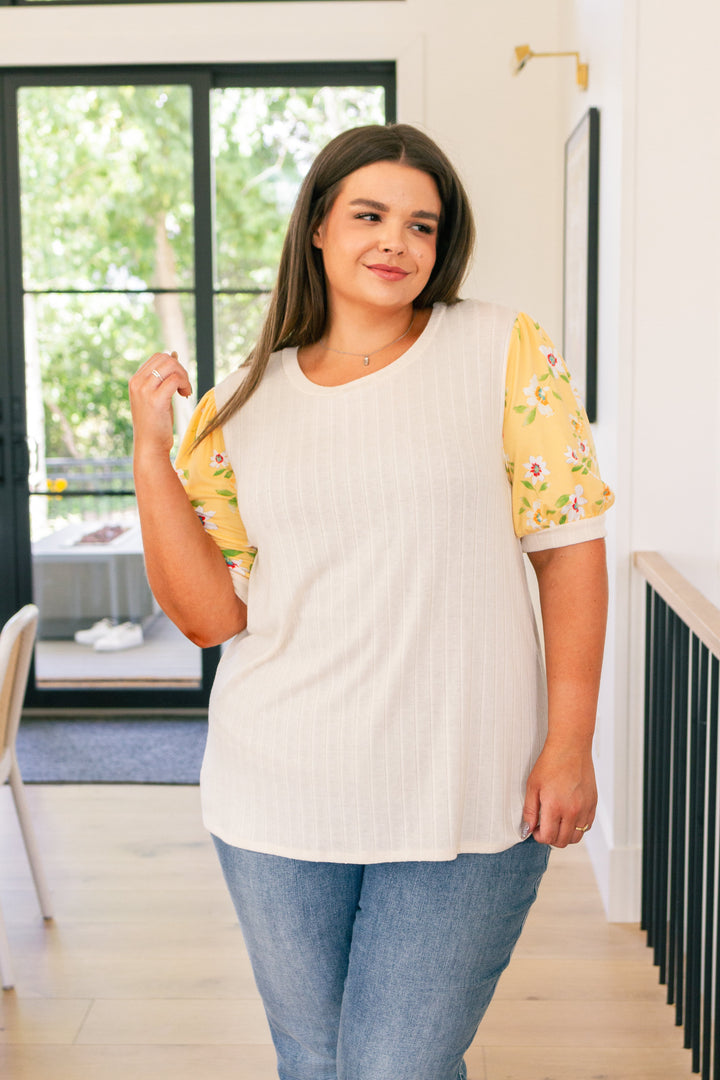 Primrose on Puff Sleeves Top-Short Sleeve Tops-Inspired by Justeen-Women's Clothing Boutique