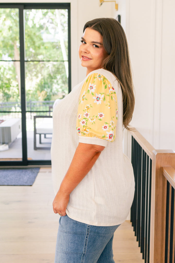 Primrose on Puff Sleeves Top-Short Sleeve Tops-Inspired by Justeen-Women's Clothing Boutique