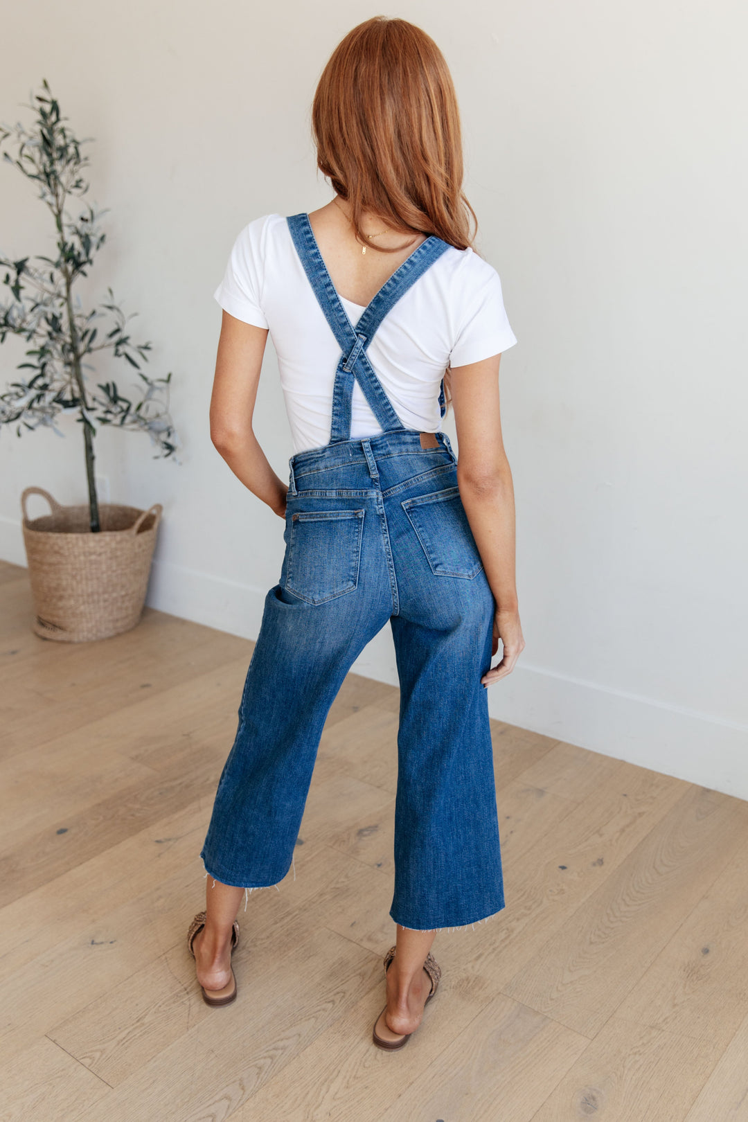 Priscilla High Rise Crop Wide Leg Denim Overalls-Denim-Inspired by Justeen-Women's Clothing Boutique