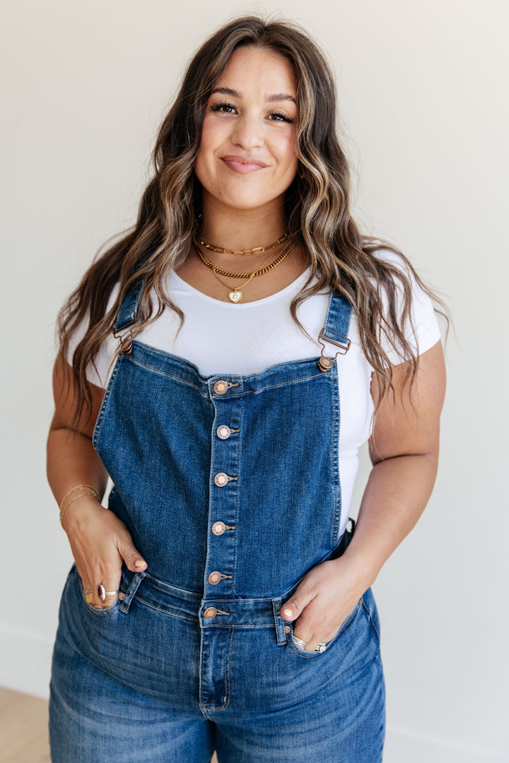 Priscilla High Rise Crop Wide Leg Denim Overalls-Denim-Inspired by Justeen-Women's Clothing Boutique